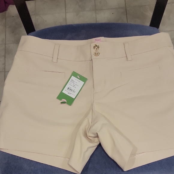 Lilly Pulitzer Pants - Lilly Pulitzer Cream High-Waist Shorts with Gold Buttons